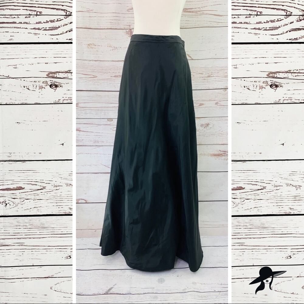 Michaelangelo long black a-line skirt satin feel